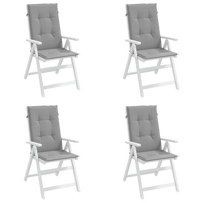 vidaXL Coussins de chaise de jardin à dossier haut lot de 4 gris tissu