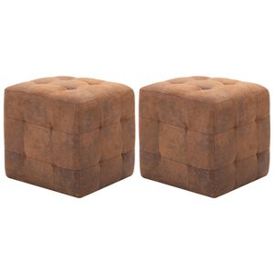 vidaXL 2 pcs Poufs Marron 30 x 30 x 30 cm Similicuir daim