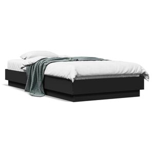 vidaXL Cadre de lit sans matelas noir 75x190 cm bois ing&eacute;nierie