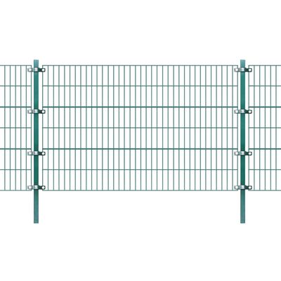 vidaXL Panneau de clôture et poteaux Fer enduit de poudre 6x1,2 m Vert