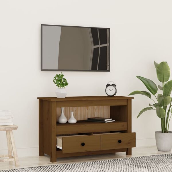 vidaXL Meuble TV Marron miel 79x35x52 cm Bois de pin massif