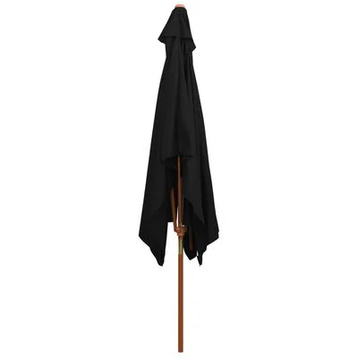 vidaXL Parasol de jardin avec mât en bois noir 200x300 cm