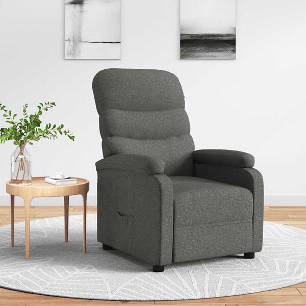 vidaXL Fauteuil inclinable Gris fonc&eacute; Tissu
