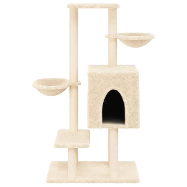 vidaXL Arbre &agrave; chat avec griffoirs en sisal cr&egrave;me 117 cm