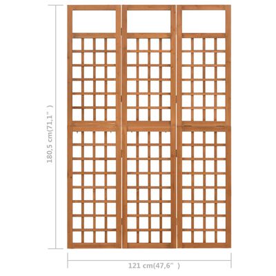 vidaXL Cloison de séparation à 3 panneaux Bois de pin 121x180,5 cm
