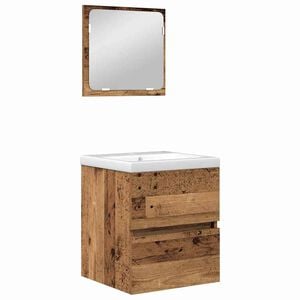 vidaXL Ensemble de mobilier de salle de bain 2 pc Bois ancien et Blanc