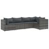 vidaXL Salon de jardin 5 pcs avec coussins Gris R&eacute;sine tress&eacute;e
