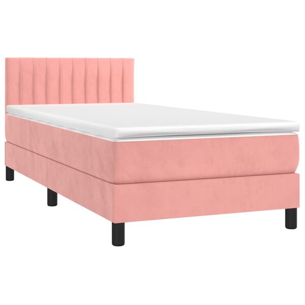 vidaXL Sommier &agrave; lattes de lit avec matelas et LED Rose 100x200 cm