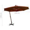 vidaXL Parasol de jardin suspendu avec m&acirc;t terre cuite bois de sapin