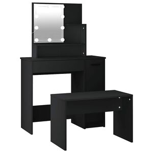 vidaXL Ensemble de coiffeuse avec LED Noir Bois d'ing&eacute;nierie