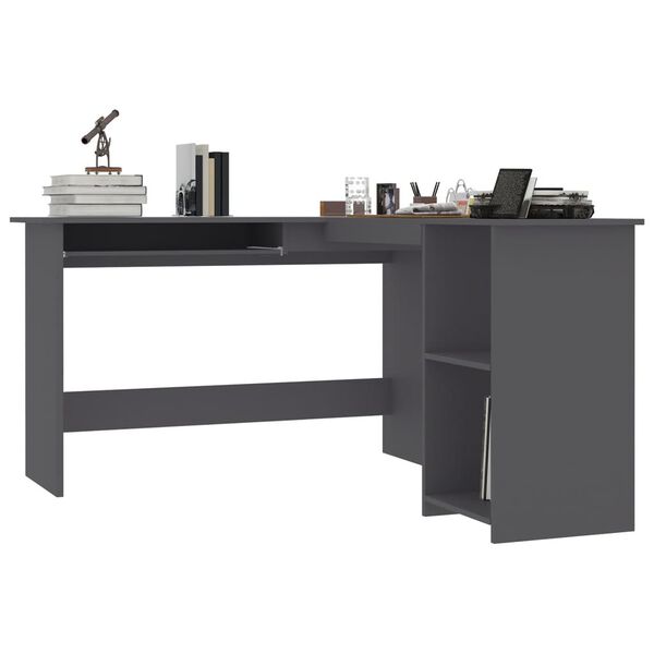 vidaXL Bureau d'angle en forme de L Gris 120x140x75cm bois ing&eacute;nierie