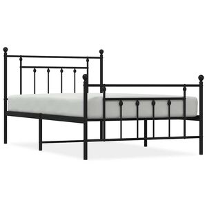 vidaXL Cadre de lit m&eacute;tal sans matelas et pied de lit noir 100x200 cm