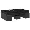vidaXL Salon de jardin 10 pcs avec coussins noir r&eacute;sine tress&eacute;e