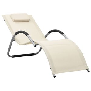 vidaXL Chaise longue textil&egrave;ne cr&egrave;me et gris