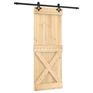 vidaXL Porte coulissante Naturel et noir 80 x 210 cm