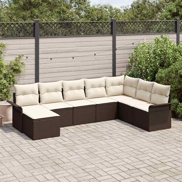 vidaXL Ensemble de canap&eacute; de jardin 8 pcs Marron polyrotin