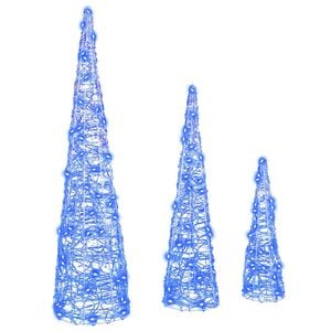 vidaXL Sapin de No&euml;l 3 pc 90 LED Bleu 20 x 20 x 80 cm Acrylique