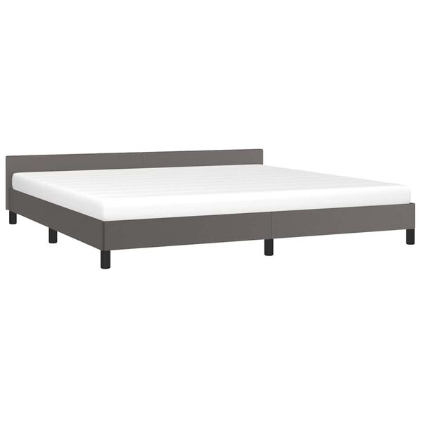 vidaXL Cadre de lit avec tête de lit sans matelas gris 200x200 cm