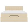 vidaXL Lit ottoman avec matelas et LED cr&egrave;me 140x200 cm tissu