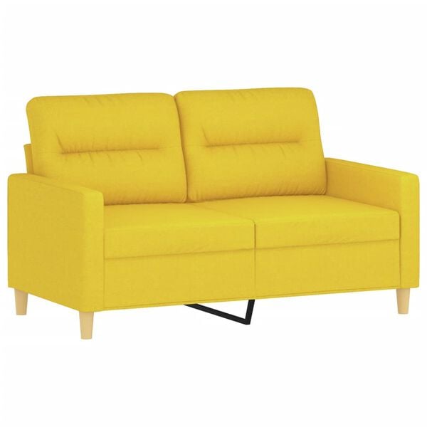 vidaXL Ensemble de canap&eacute;s 3 pcs avec coussins jaune clair tissu