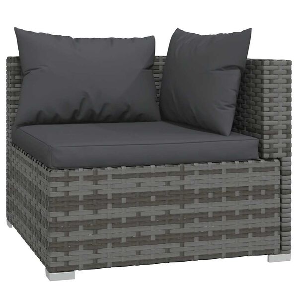 vidaXL Salon de jardin 6 pcs avec coussins R&eacute;sine tress&eacute;e Gris