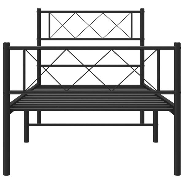 vidaXL Cadre de lit métal sans matelas avec pied de lit noir 107x203cm