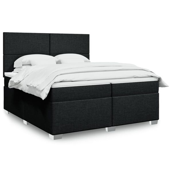 vidaXL Sommier &agrave; lattes de lit avec matelas Noir 200x200 cm Tissu