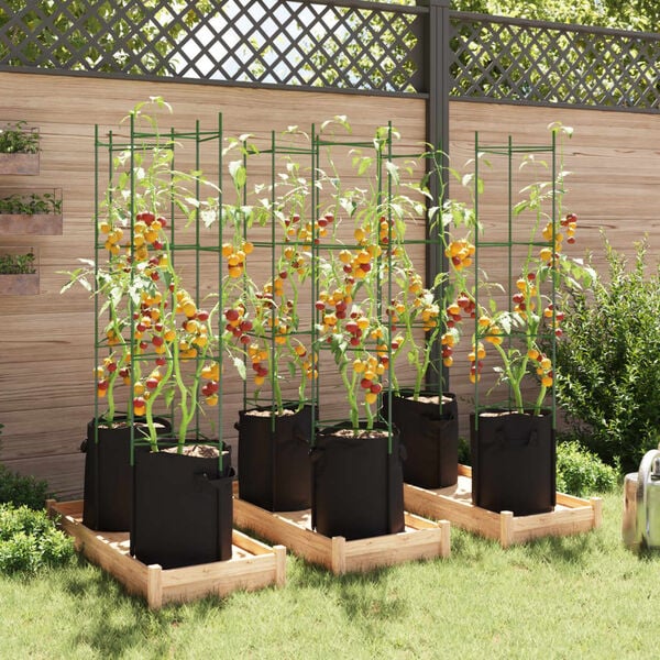 vidaXL Cages &agrave; tomates avec sacs &agrave; plantes 6 pcs 154 cm acier et PP