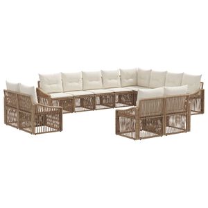 vidaXL Ensemble de canap&eacute; de jardin 12 pc Beige polyrotin