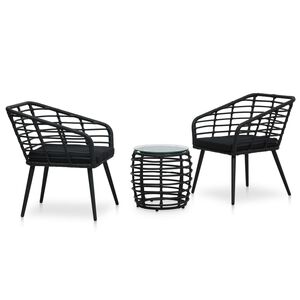 vidaXL Ensemble de bistro 3 pcs R&eacute;sine tress&eacute;e Noir