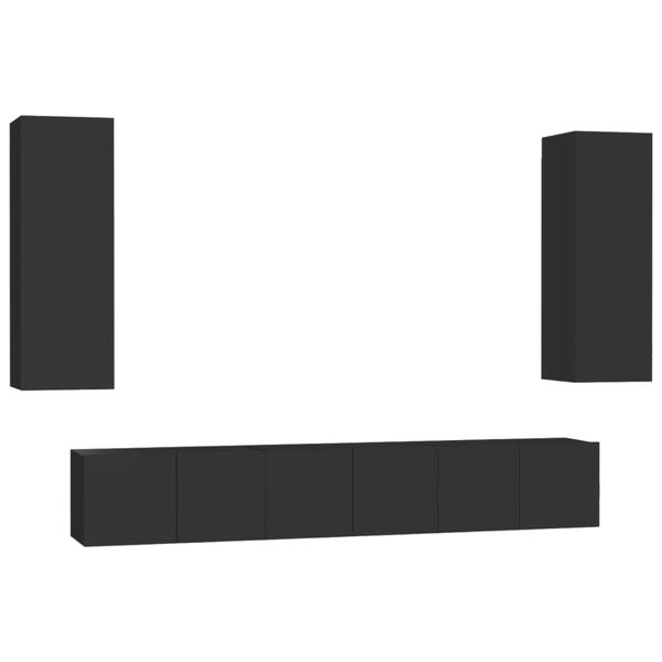 vidaXL Ensemble de meubles TV 5 pcs Noir Bois d'ing&eacute;nierie