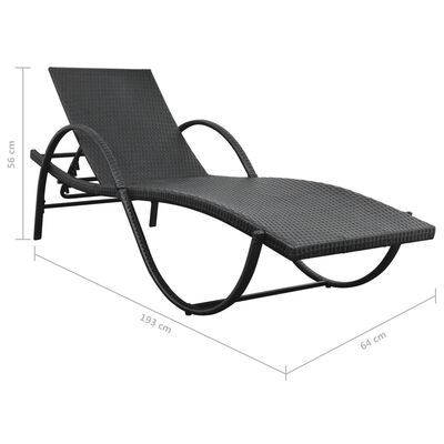 vidaXL Chaises longues lot de 2 avec table Résine tressée Noir