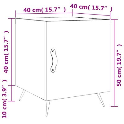 vidaXL Tables de chevet 2 pcs blanc 40x40x50 cm bois d’ingénierie