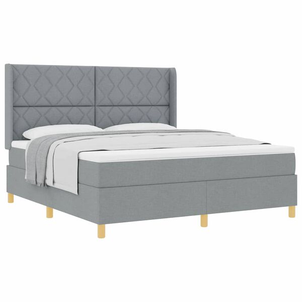 vidaXL Lit &agrave; ressorts avec matelas Gris clair 180 x 200 cm tissu