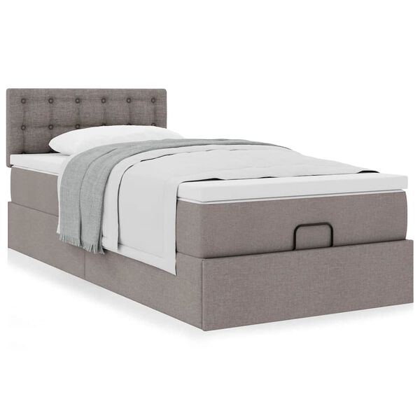 vidaXL Cadre de lit ottoman avec matelas taupe 80x200 cm tissu