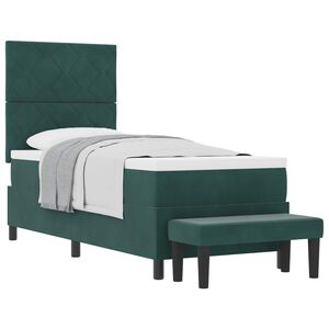 vidaXL Lit &agrave; ressorts avec t&ecirc;te de lit Vert fonc&eacute; 200 x 80 cm Velours