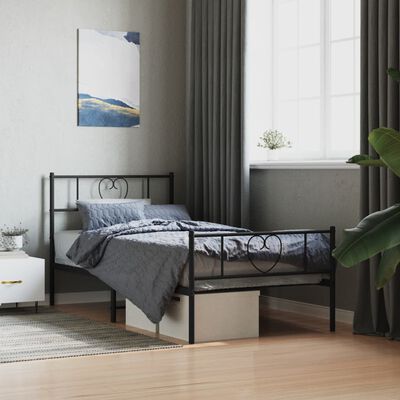 vidaXL Cadre de lit métal sans matelas avec pied de lit noir 107x203cm