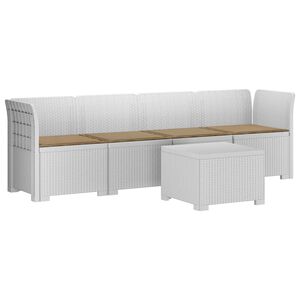 vidaXL Canap&eacute; de jardin 4 places avec coussins look rotin PP Blanc