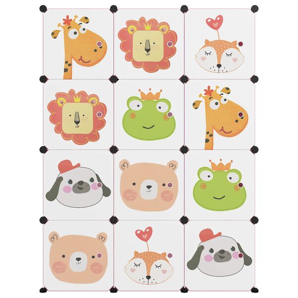 vidaXL Armoire de rangement pour enfants avec 12 cubes Rose PP