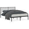 vidaXL Cadre de lit m&eacute;tal sans matelas avec t&ecirc;te de lit noir 135x190cm