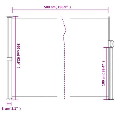 vidaXL Auvent latéral rétractable bleu 160x500 cm