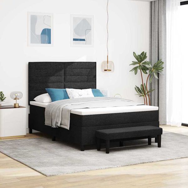 vidaXL Lit &agrave; ressorts avec matelas Noir 160 x 200 cm tissu