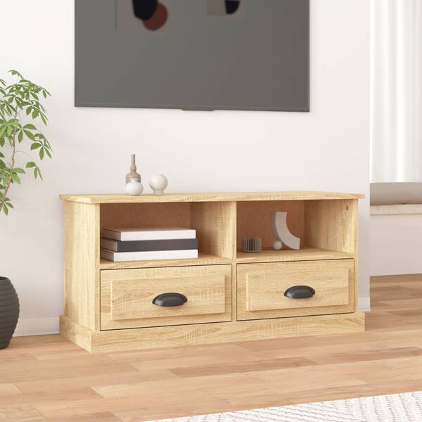 vidaXL Meuble TV ch&ecirc;ne sonoma 93x35,5x45 cm bois d'ing&eacute;nierie