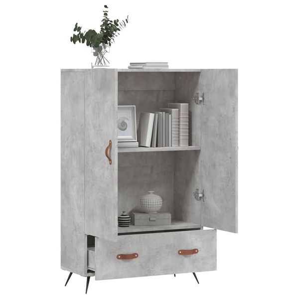 vidaXL Buffet haut gris b&eacute;ton 69,5x31x115 cm bois d'ing&eacute;nierie