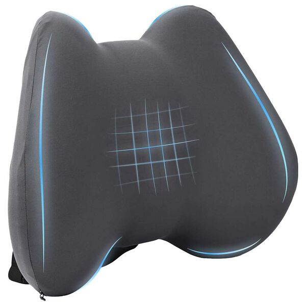 vidaXL Oreiller avec oreiller R&eacute;glable Gris 42 x 32 x 14 cm Polyester