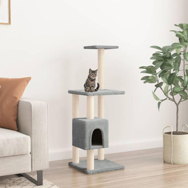 vidaXL Arbre &agrave; chat avec griffoirs en sisal Gris clair 104 cm