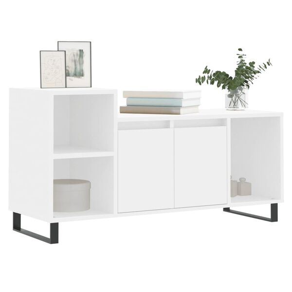 vidaXL Meuble TV Blanc 100x35x55 cm Bois d'ing&eacute;nierie