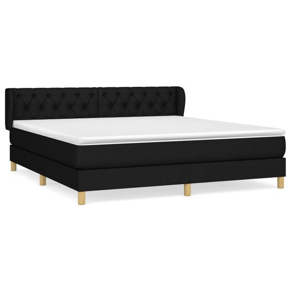 vidaXL Sommier &agrave; lattes de lit avec matelas Noir 160x200 cm Tissu