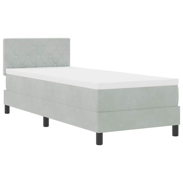 vidaXL Lit &agrave; ressorts avec matelas Gris clair 80 x 200 cm Velours