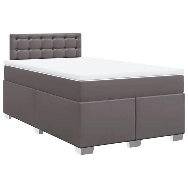 vidaXL Sommier à lattes de lit avec matelas Gris 120x200 cm Similicuir